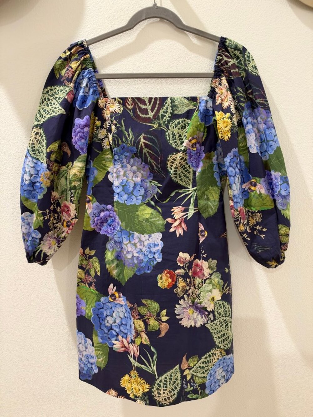 Cara Cara Navy Botanical Floral Mini Dress, Size S